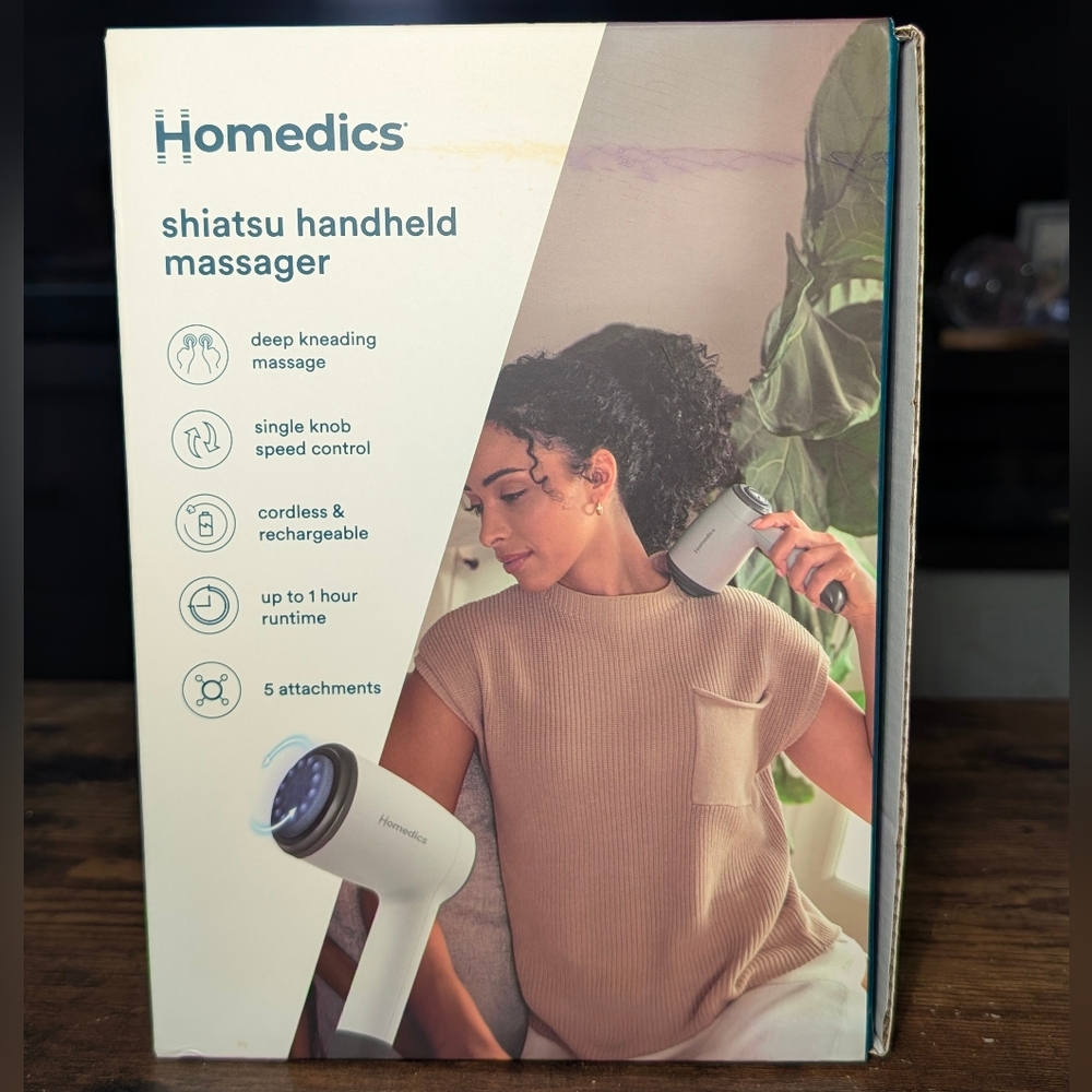 Homedics Shiatsu Handheld Massager Cordless Rechargeable Deep Kneading